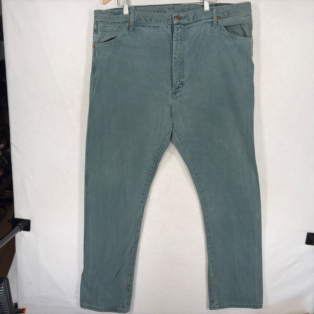 Vintage Wrangler 13MWZKH Cowboy Cut Jeans Green Made in USA Mens 42x34